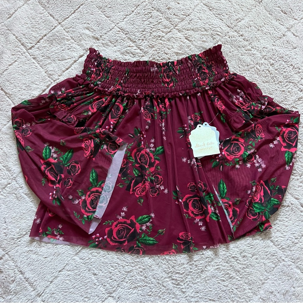NWT Altar'd State Off The Shoulders Floral Ribbed Blouse Preppy Boho Size‎ S